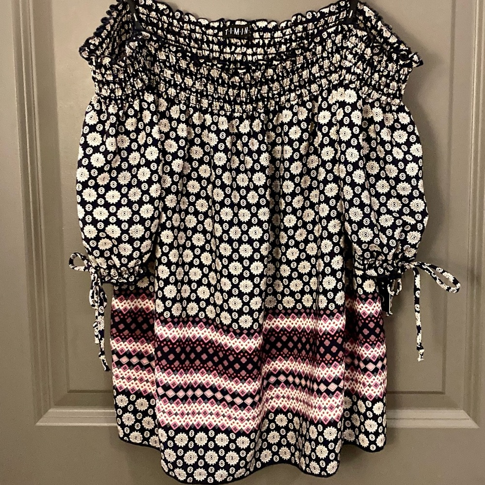 Off-Shoulder Boho Print Blouse